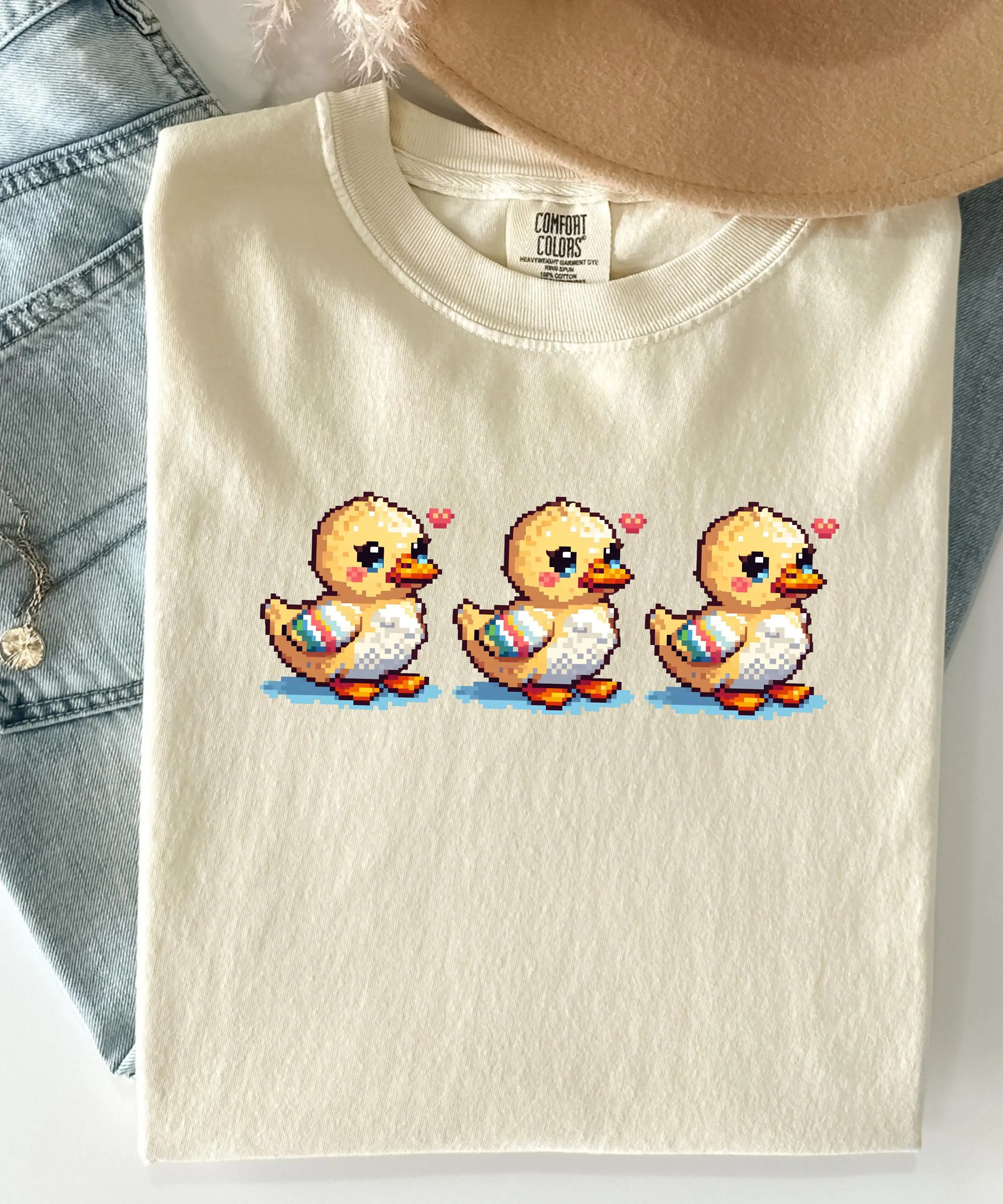 Retro Gaming T Shirt - Pixel Cute Ducks T Shirt Retro